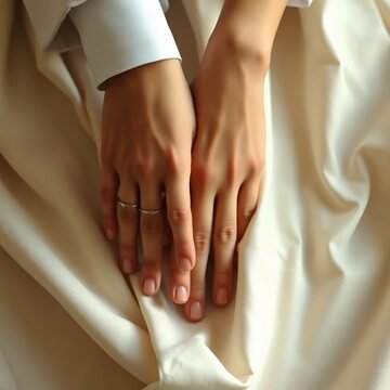 Two hands resting together