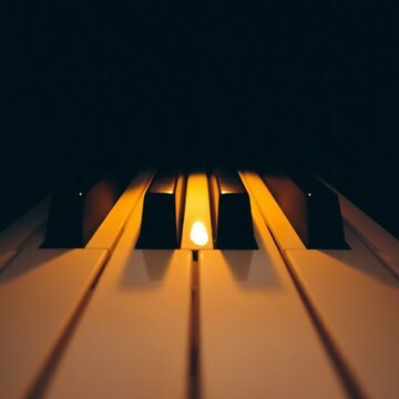 Piano keys beside a guitar